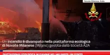 Piattaforma ecologica in fiamme nel Milanese: un ferito