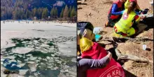 Lago di Braies, cede il ghiaccio e finiscono in acqua: soccorsi in 5