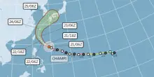 Tifone Champi diretto verso Taiwan, forti piogge e venti a 296 km/h
