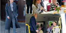 Kate Middleton, look grigio a bordo del West Sussex Minibus. FOTO