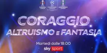 La copertina delle coppe europee di Sky sulle note di De Gregori