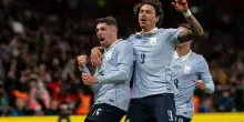 Valverde, gol al 94': Inghilterra-Uruguay 1-1
