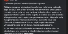 Legge elettorale, Meloni dopo il ko: 'Ha vinto la palude'