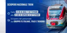 Sciopero treni, stop di 24 ore dalle 21:18 di oggi