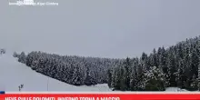 Neve sulle Dolomiti, inverno torna a maggio