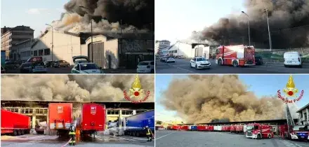 Milano, a fuoco un capannone in zona Bovisa: alta colonna di fumo