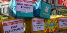 Protesta dei rider in diverse citt&agrave;. Cgil: 'Basta sfruttamento'. FOTO