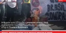 Brasile, proteste contro i dazi: bruciate immagini di Trump