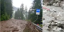 Nubifragio Val di Fassa, frane e fango. Evacuati escursionisti. VIDEO