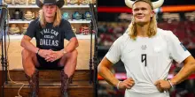Haaland si trasforma in cowboy per festeggiare la Norvegia agli ottavi del Mondiale
