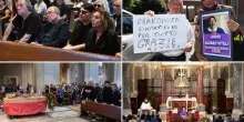 I funerali di Alvaro Vitali nella chiesa di San Pancrazio a Roma. FOTO