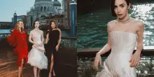 Emily in Paris, Lily Collins e le attrici del cast posano a Venezia