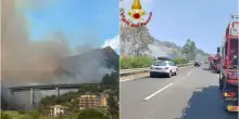 Incendio a Taormina, chiusa l'A18 per ore. Sindaco: &egrave; doloso