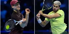 Tennis, match di esibizione Sinner-Alcaraz: 1&deg; set allo spagnolo. LIVE