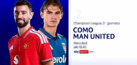 Champions, Como-Man United mercoled&igrave; alle 18.45 su Sky