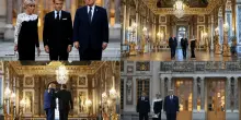 G7, Trump con Emmanuel e Brigitte Macron a Versailles. FOTO