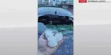 Grandine a Brescia, distrutta l'auto del comico Cosmin