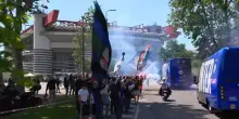 Inter, l'arrivo del pullman a San Siro