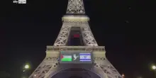 Giornata Pace, bandiere Palestina-Israele su Torre Eiffel