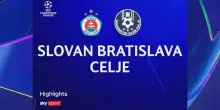 Slovan Bratislava-Celje 1-1: gol e highlights Champions