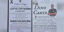 Foggia, l'addio a Dino Carta: lutto cittadino