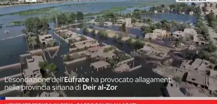 L&rsquo;Eufrate esonda in Siria, case e campi allagati