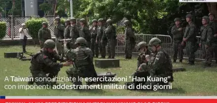 Taiwan, al via esercitazioni militari Han Kuang di 10 giorni