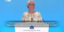 Bce, Lagarde: outlook economia incerto e inflazione pi&ugrave; alta