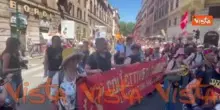 "No bavaglio", lo striscione al corteo a Roma contro il Dl Sicurezza