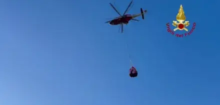 Recuperato con elicottero dai Vigili del fuoco cavallo bloccato nel fango