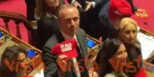 "No alla guerra", protesta M5s al Senato con cappellini in stile "Maga" come Donald Trump