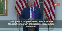 Trump in allerta per un rumore durante il suo discorso alla Casa Bianca: Pensavo fosse un drone