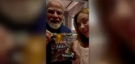 Meloni posta video con Modi e le caramelle "Melody"
