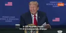 Trump: Lanciati 111 missili contro la portaerei Lincoln tutti abbattuti facilmente in mare