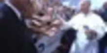 Papa Leone &egrave; arrivato al Meeting di Rimini, applausi e cori da stadio