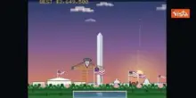 Video trailer della Casa Bianca di videogioco in cui si cacciano migranti e si costruiscono muri