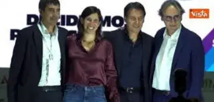 Bonelli, Conte, Fratoianni e Schlein insieme sul palco della festa nazionale di Avs a Roma