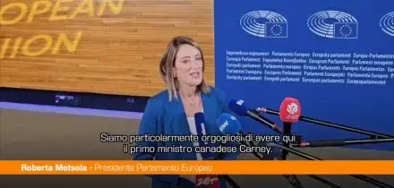 Metsola "Orgoglio per Carney al Parlamento Ue, Europa attore geopolitico"