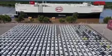 Argentina, nave carica di auto elettriche cinesi arriva al porto di Zarate: limponente distesa di veicoli sulla banchina