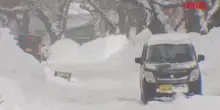 Tempesta di neve in Giappone, strade sepolte sotto un muro bianco