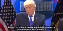 Usa, Trump: "Oggi ordine per dazi aggiuntivi 10% oltre a quelli esistenti"