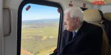 Mattarella a Niscemi, il sorvolo in elicottero del presidente