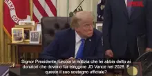Usa, Trump: &ldquo;Sostegno a Vance per presidenziali 2028? Troppo presto per pensarci&rdquo;