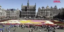 Bruxelles, la "Grande Onda" di Hokusai diventa un tappeto di fiori