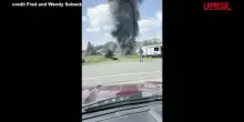 Usa: precipita un caccia F-16 in Michigan, alta colonna di fumo dopo lo schianto
