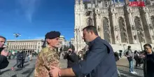 Milano: Salvini al presidio della Folgore in piazza del Duomo: "Chi rompe paga e nessuno rimane impunito"