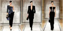 L’alta moda di Armani Privé sfila a Parigi senza Re Giorgio in passerella: il nero come sogno, come abisso, come perfezione