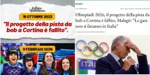 Salvini manipola un titolo del Fatto Quotidiano per magnificare la pista da bob dopo gli ori dello slittino