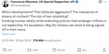 Attacco Usa-Israele, Von der Leyen parla di &ldquo;sviluppi in Iran&rdquo;. Francesca Albanese: &ldquo;Quali? I massacri di decine di civili?&rdquo;