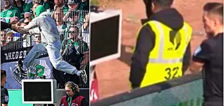 Tifoso entra in campo e stacca la spina al Var durante la revisione: l&rsquo;arbitro si ritrova lo schermo nero